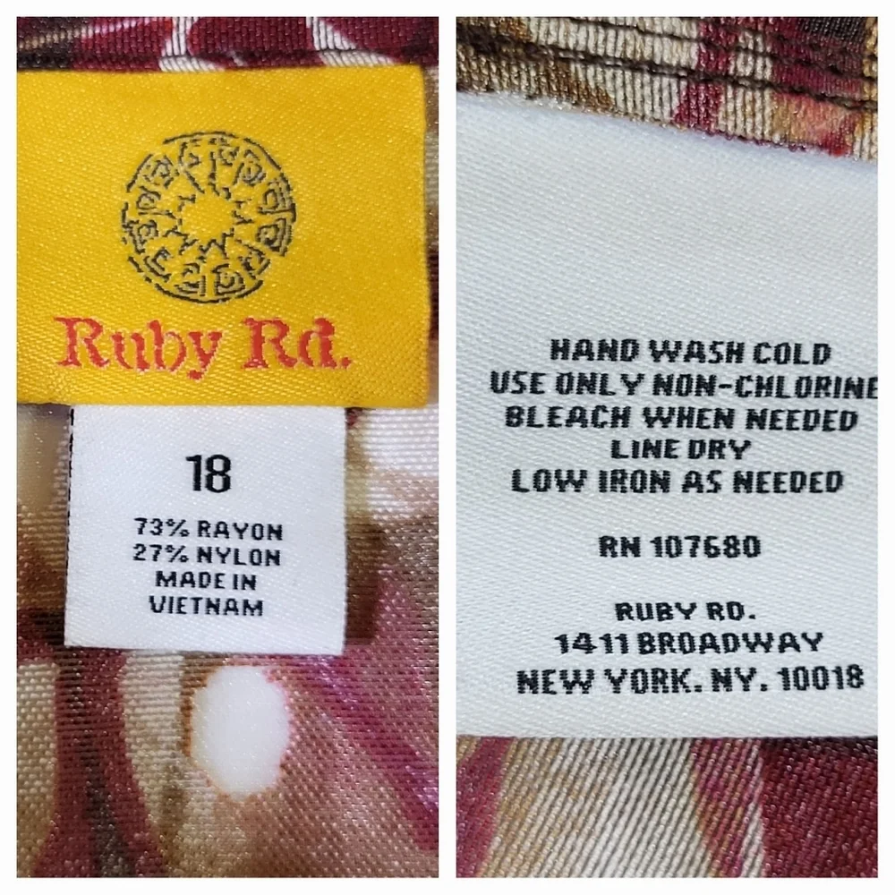 RUBY RD. Maroon and Tan Floral Print Button Up Shirt Jacket - Size 18 or L